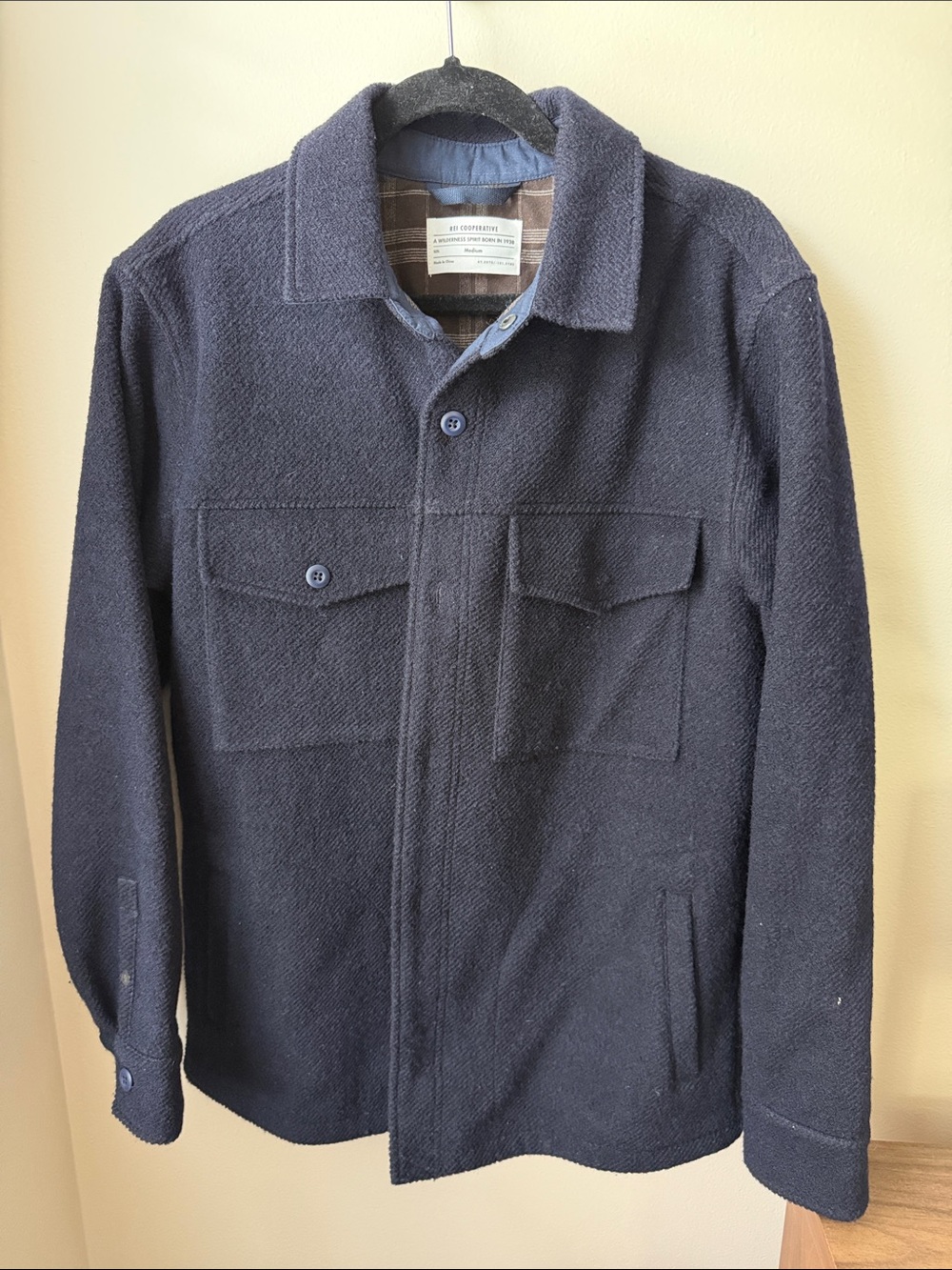 REI Navy Button-Front Lightweight Shirt Jacket